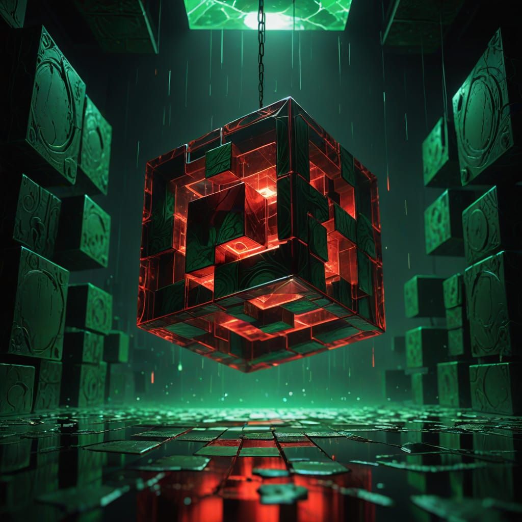 Red Cube in Infinite Reflections