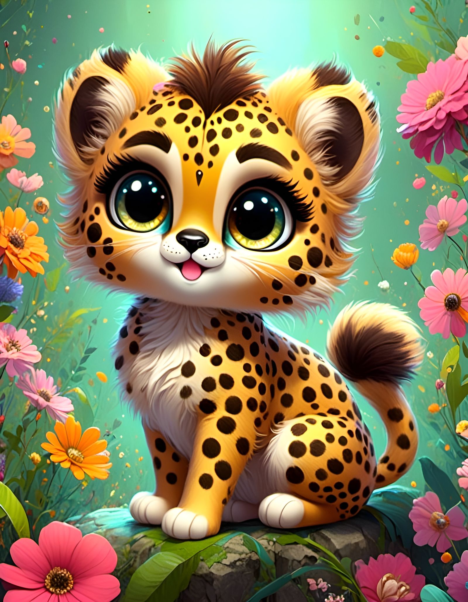 Ultra Cute Cheetah in Digital Art Style