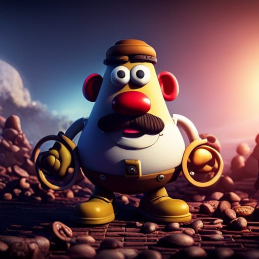 Mr. Potato Head in Handcuffs: Detailed Matte Painting