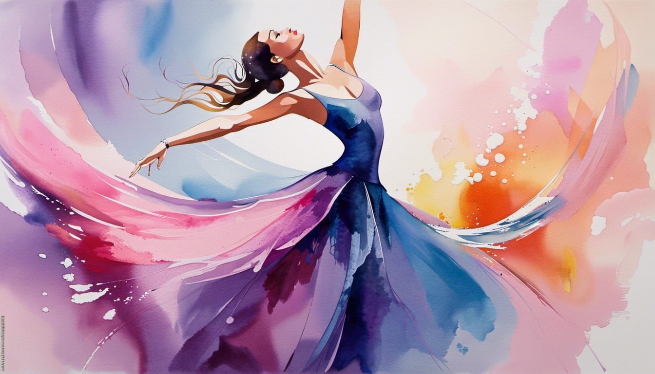 Abstract Watercolor Painting of a Modern Dancer