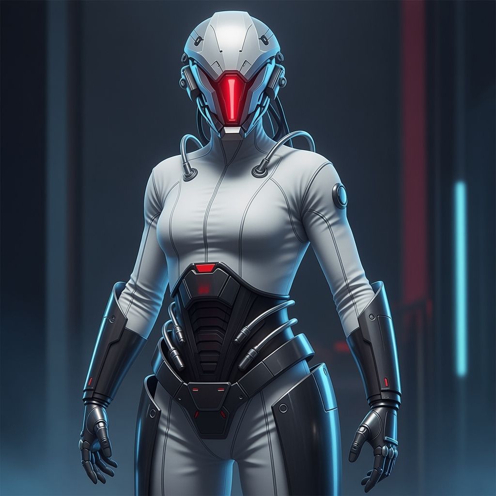 Cyberpunk Robot in Sleek White Bodysuit
