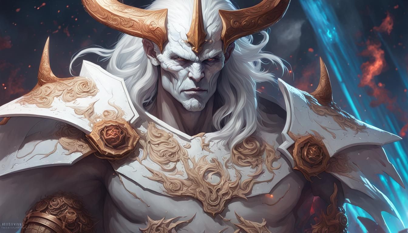 Demon King Warrior in Space, Hyperdetailed Portrait
