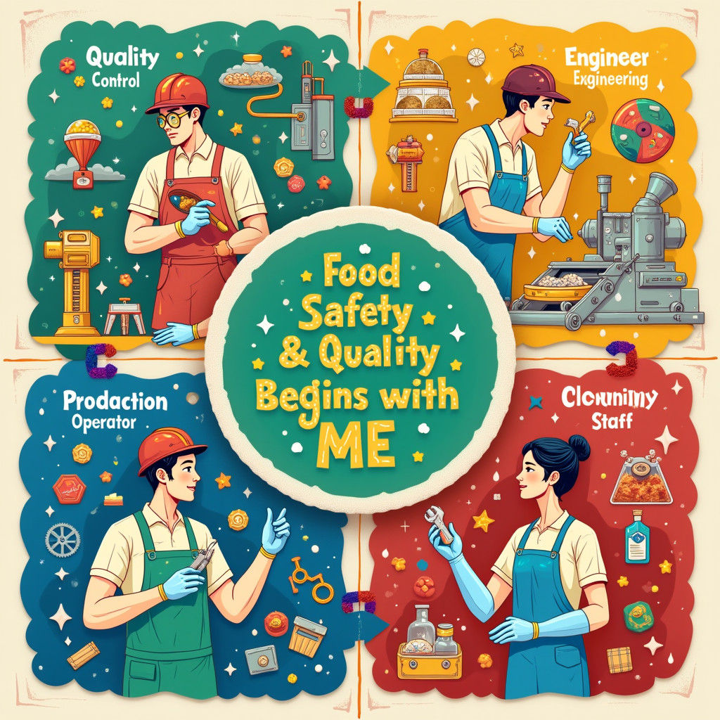 Vibrant Illustration of Food Safety and Quality Quilt