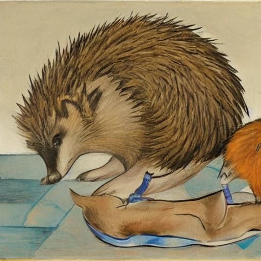 Hedgehog Assaults Fox: Abstract Digital Art