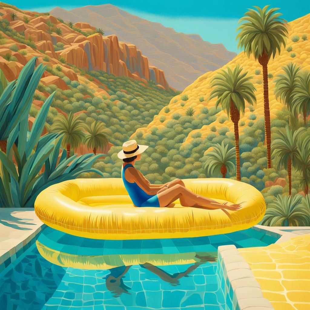 Californian Pool Scene in Pop Art Style