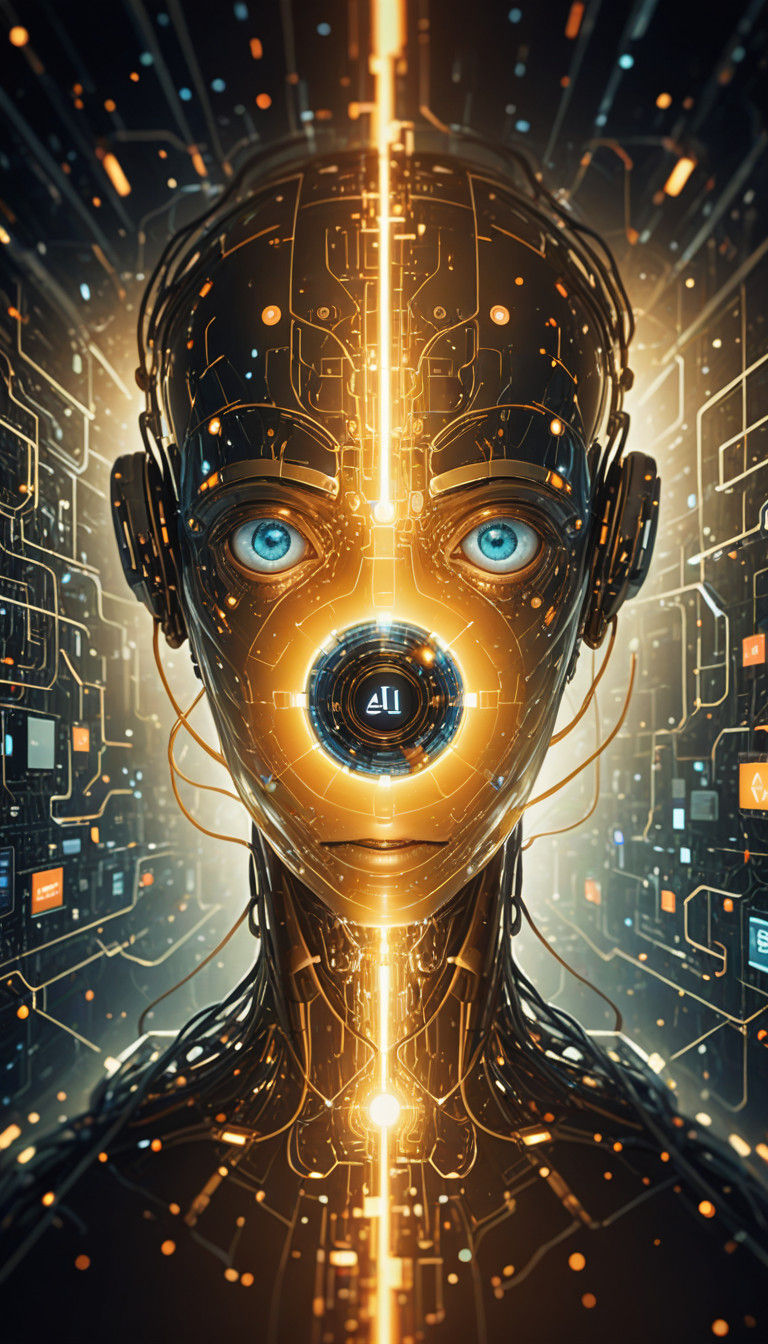 Existential AI Purpose Revealed in Cyberpunk Art