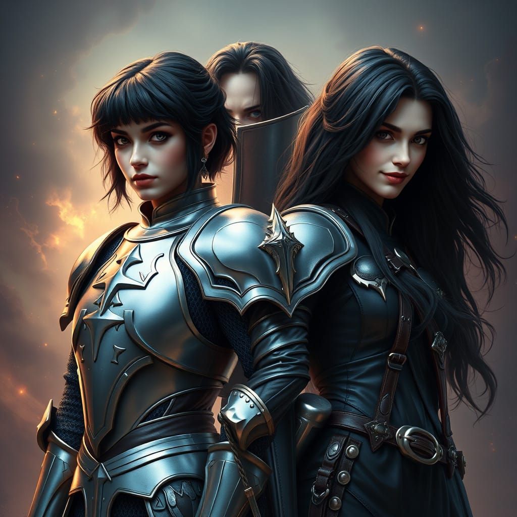 Heroic Twin Sisters Defy Reality in Epic Fantasy Portrait