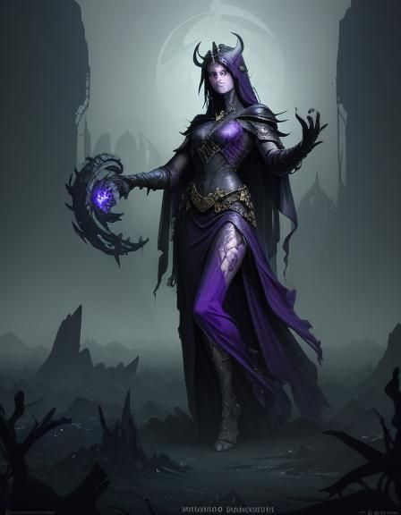 Lilith in Dark Fantasy Landscape, Mystical Realism