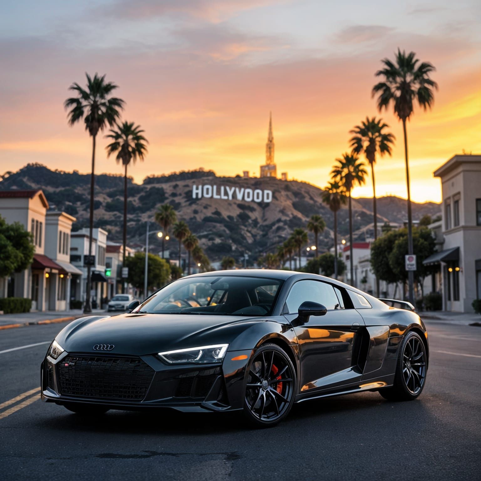 Audi R8 in Hollywood at Golden Hour