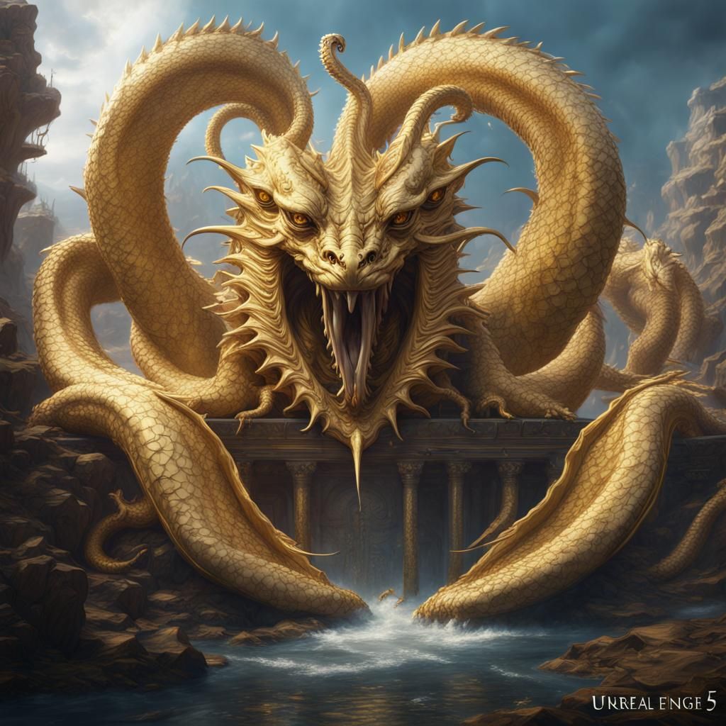 Gold and White Glaucus Hydra: Detailed Matte Painting
