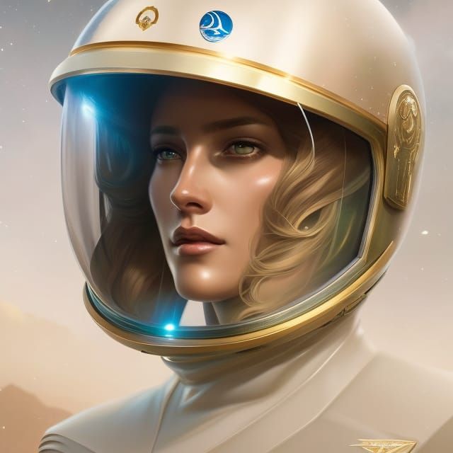 Goddess Astronaut Portrait in Maximalist Style