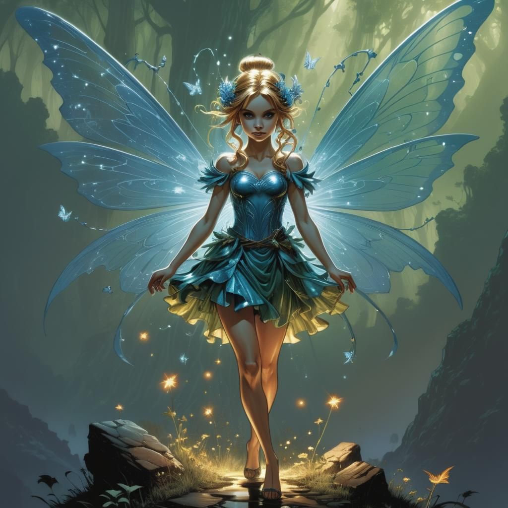 Majestic Fairy Portrait in Comic Book Art