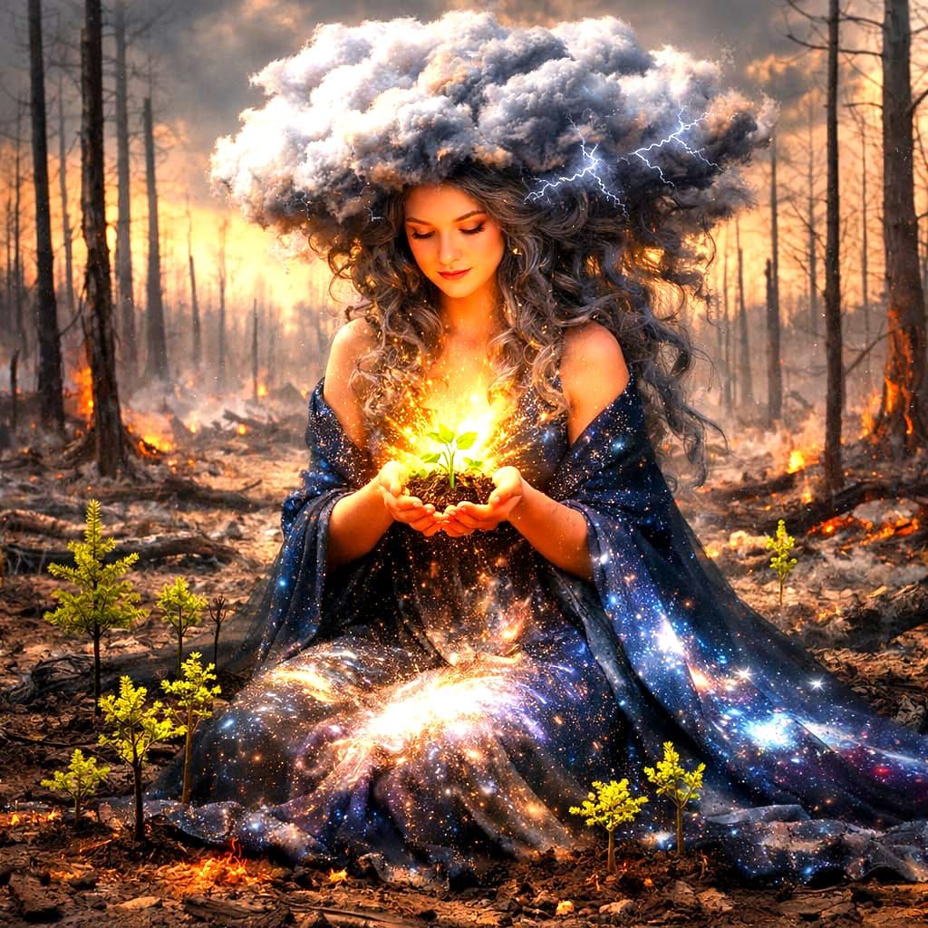 Mother Nature's Rebirth in a Burned Forest