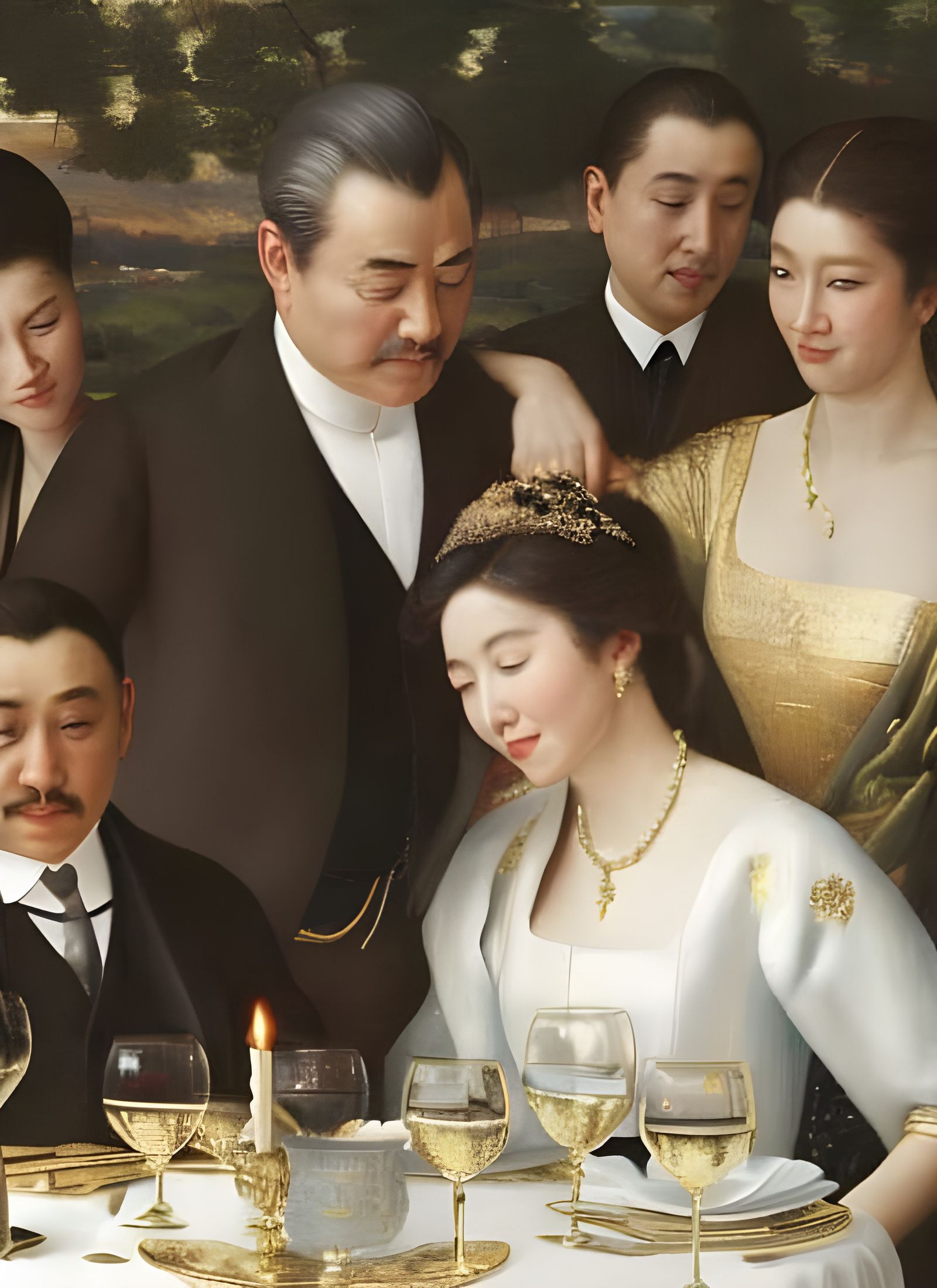 Families Celebrate Sunday Dinner: A Hyperrealistic Painting