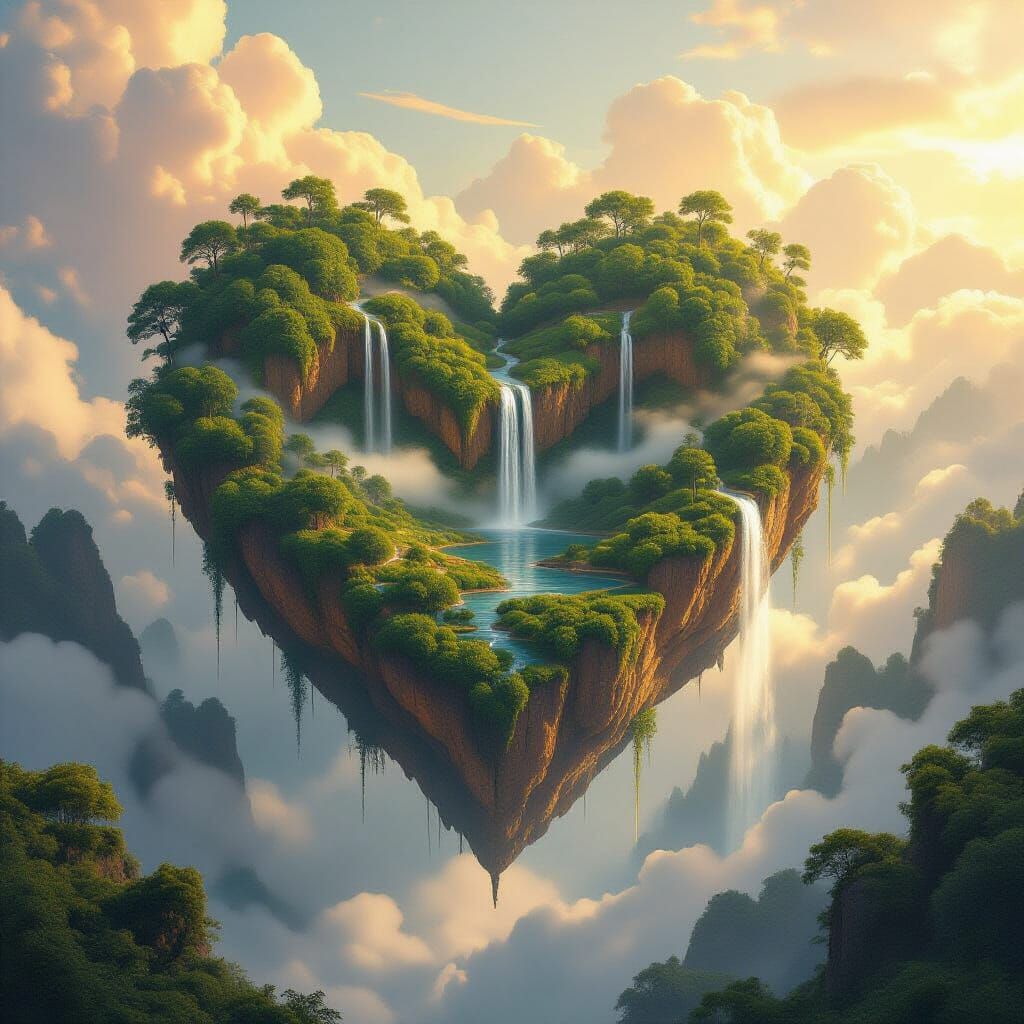 Heart Island: A Floating Paradise in Golden Light