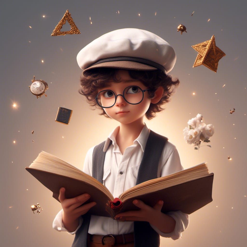 Sticker of a Cute Jewish Boy with Book