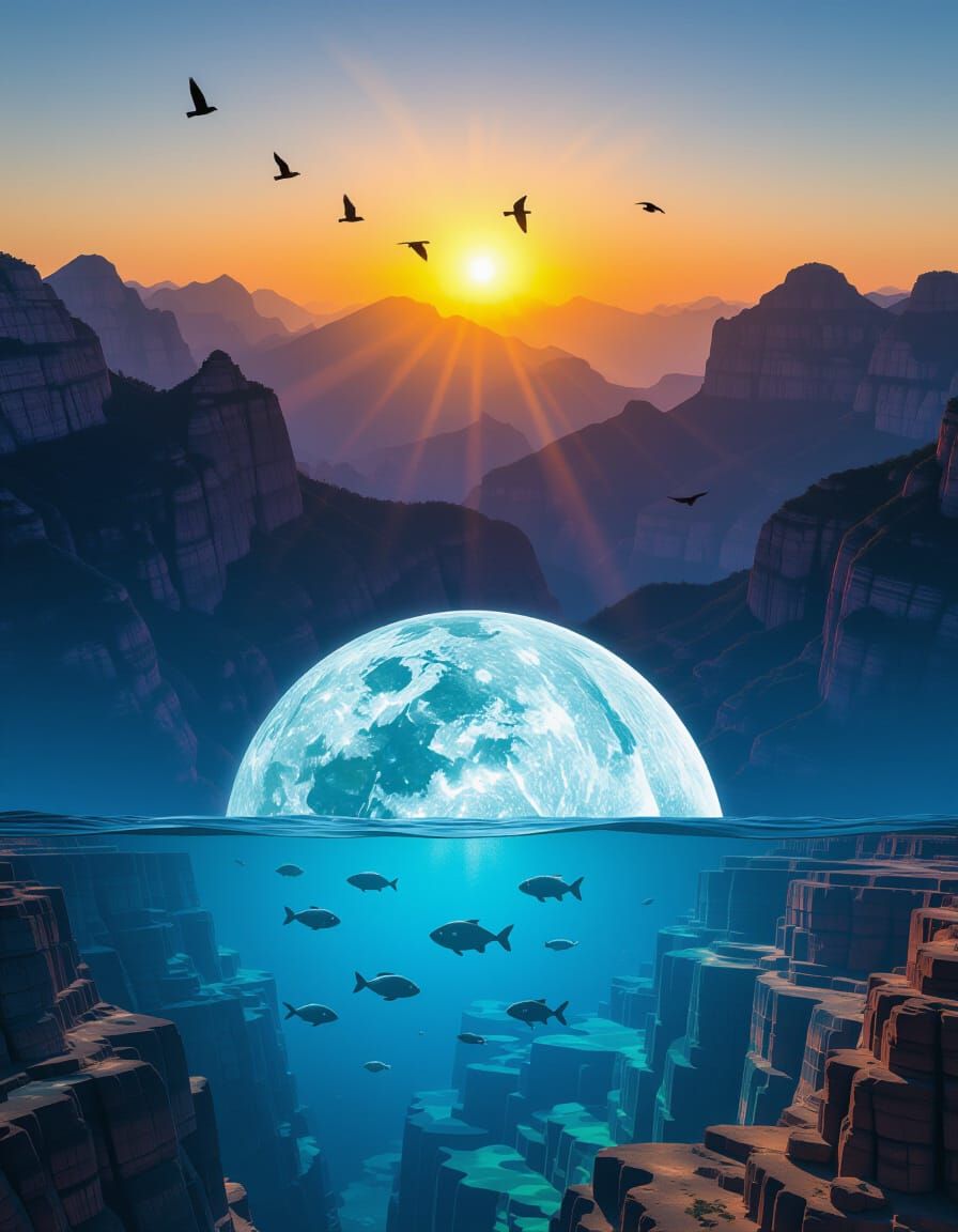 Vibrant Sunrise Over Mountains