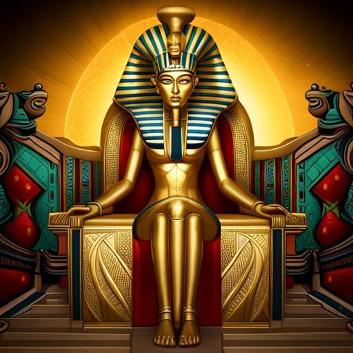 Intricate Pharaoh on Throne: Dark Fantasy Art