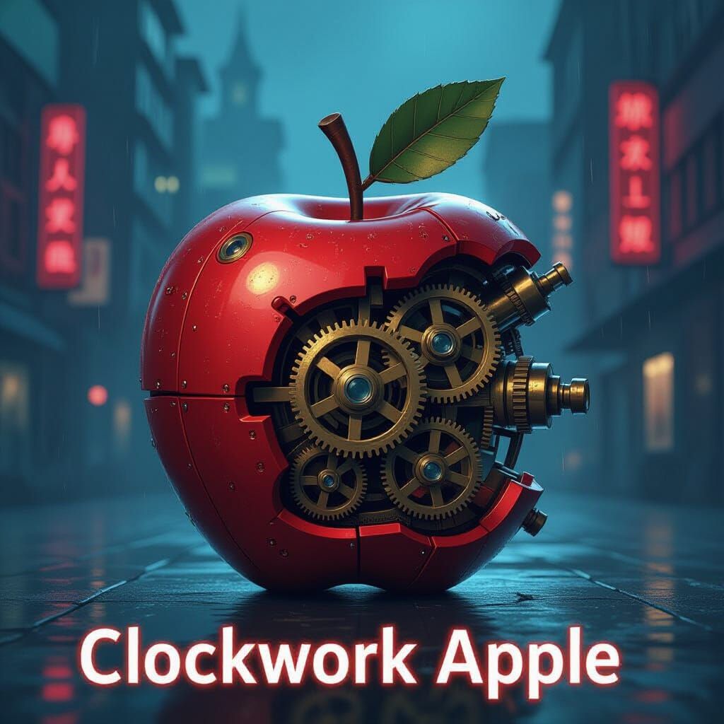 Clockwork Apple: Retro-Futuristic Anime Movie Poster