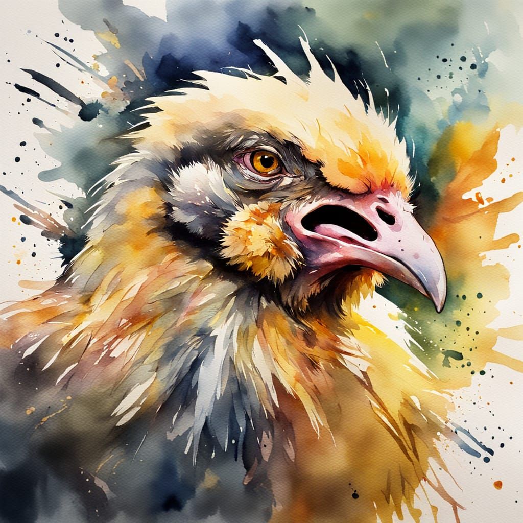 Angry Chick Screams: Watercolor Portrait