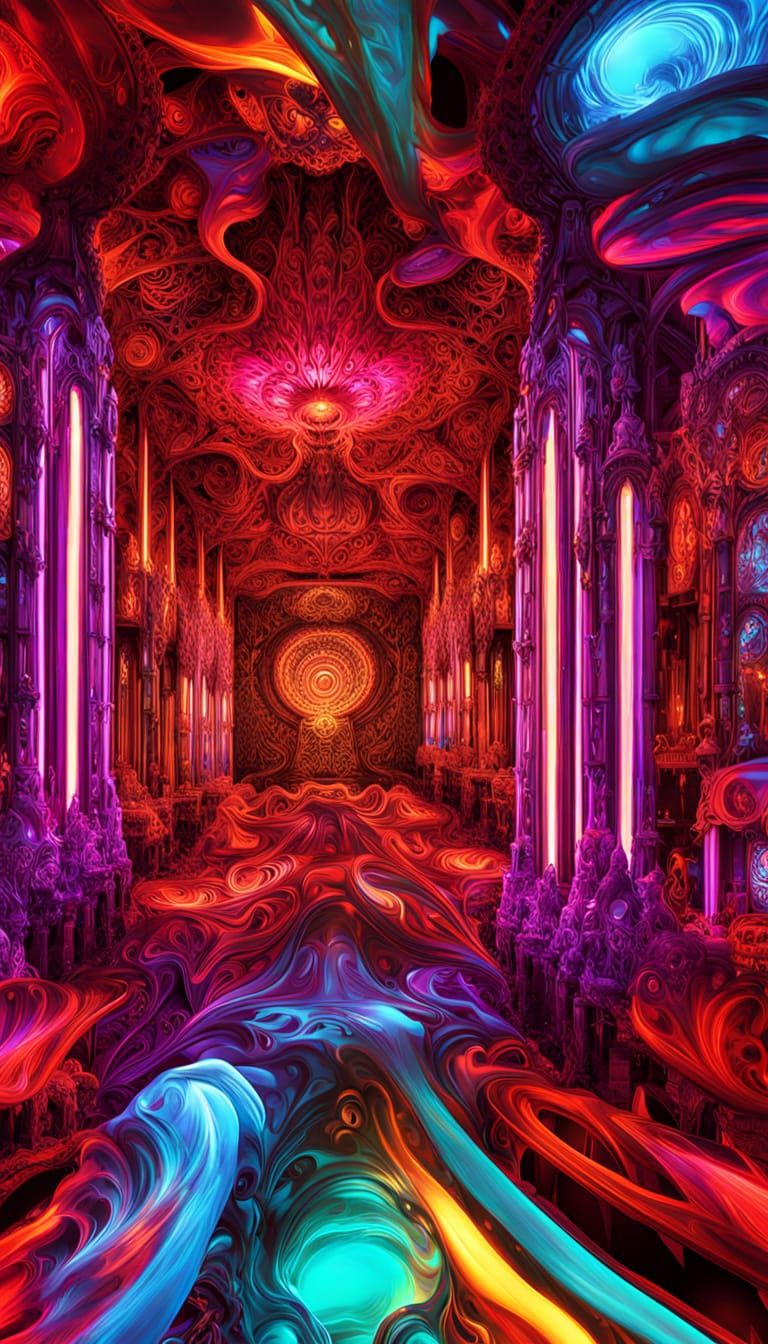 Vibrant Psychedelic Art with Dynamic Lighting