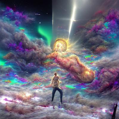 Divine Descent: A Cosmic Holographic Illustration