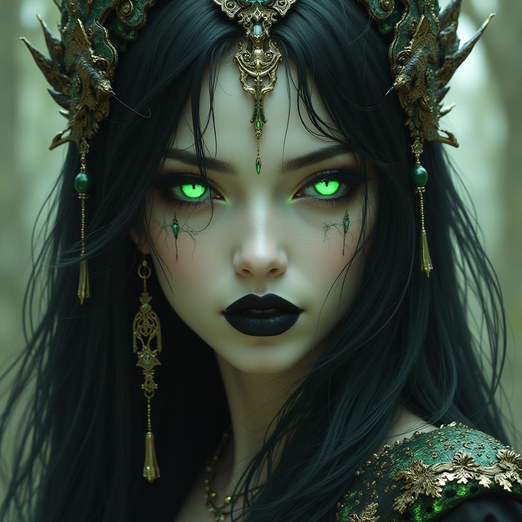 Yuan Ti Shadow Sorceress in an Ornate Outfit