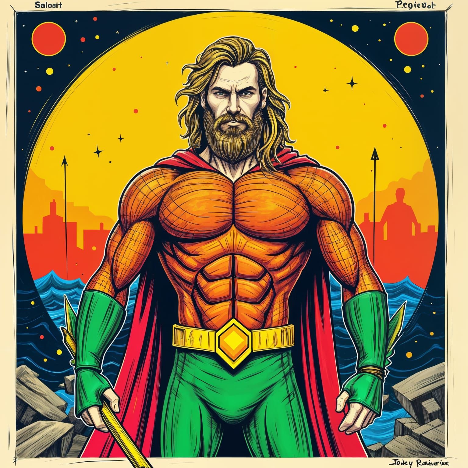 Aquaman, King of the Seven Seas in Vibrant Pop Art Style