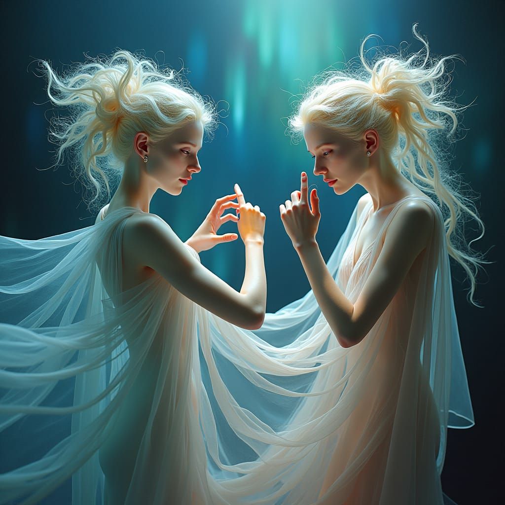 Ethereal Beings Manipulate Time in Surreal Digital Painting
