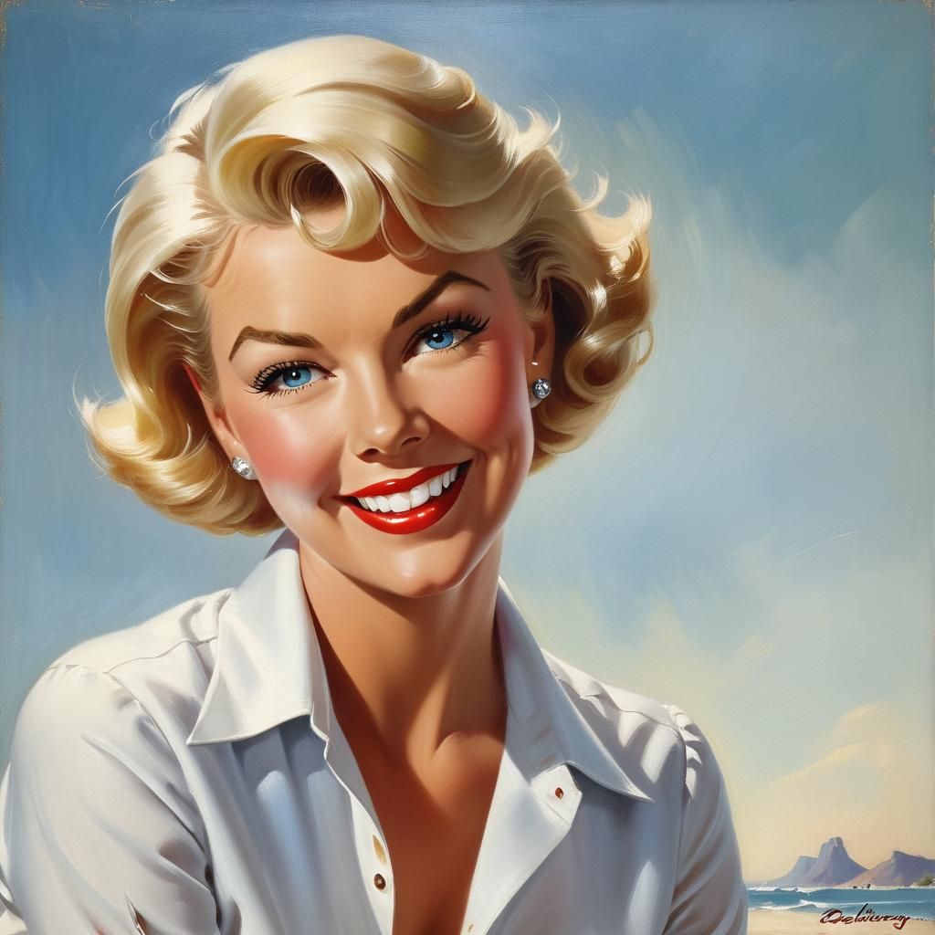 Doris Day in Gil Elvgren Style Portrait