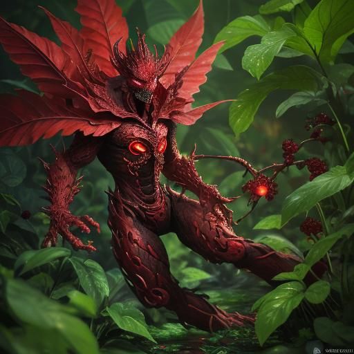 Berryling in Overgrown Raspberry Patch, Fantasy Concept Art