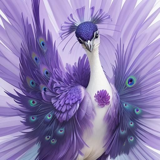 Purple Peacock with Pastel Petal Plumage