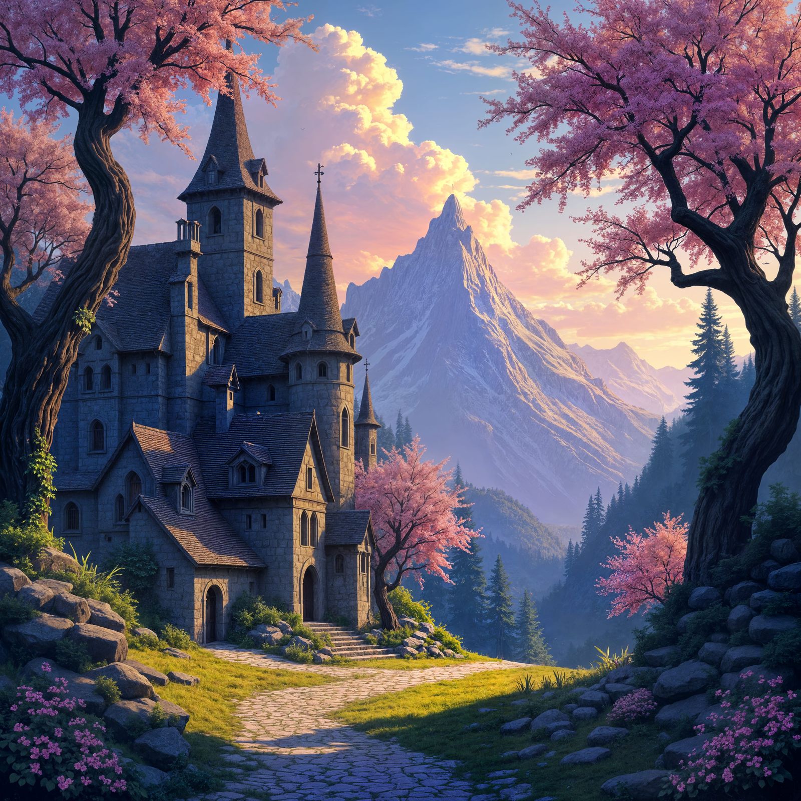 Medieval Village in Spring: High Fantasy Pixel Art