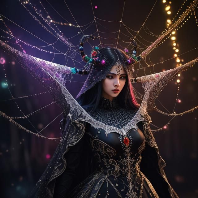 Jeweled Spider Web Concept Art in 8K