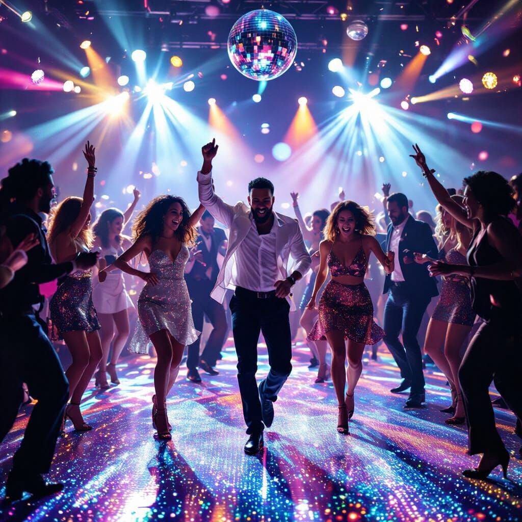 Energetic Dance Floor Scene with 67 People Dancing