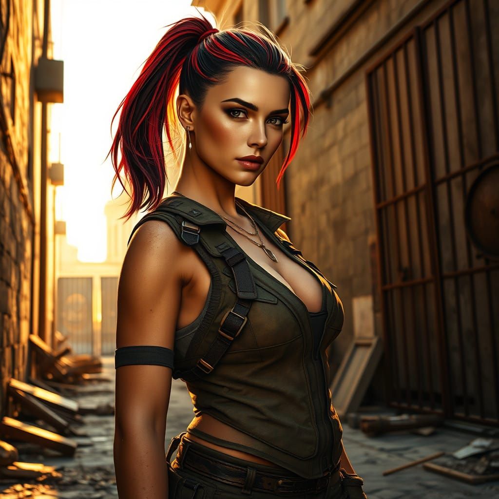 Elegant and Rugged Mercenary in Urban Decay