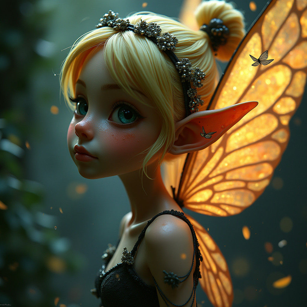 Gothic Tinkerbell: Hyperrealistic 3D Concept Art