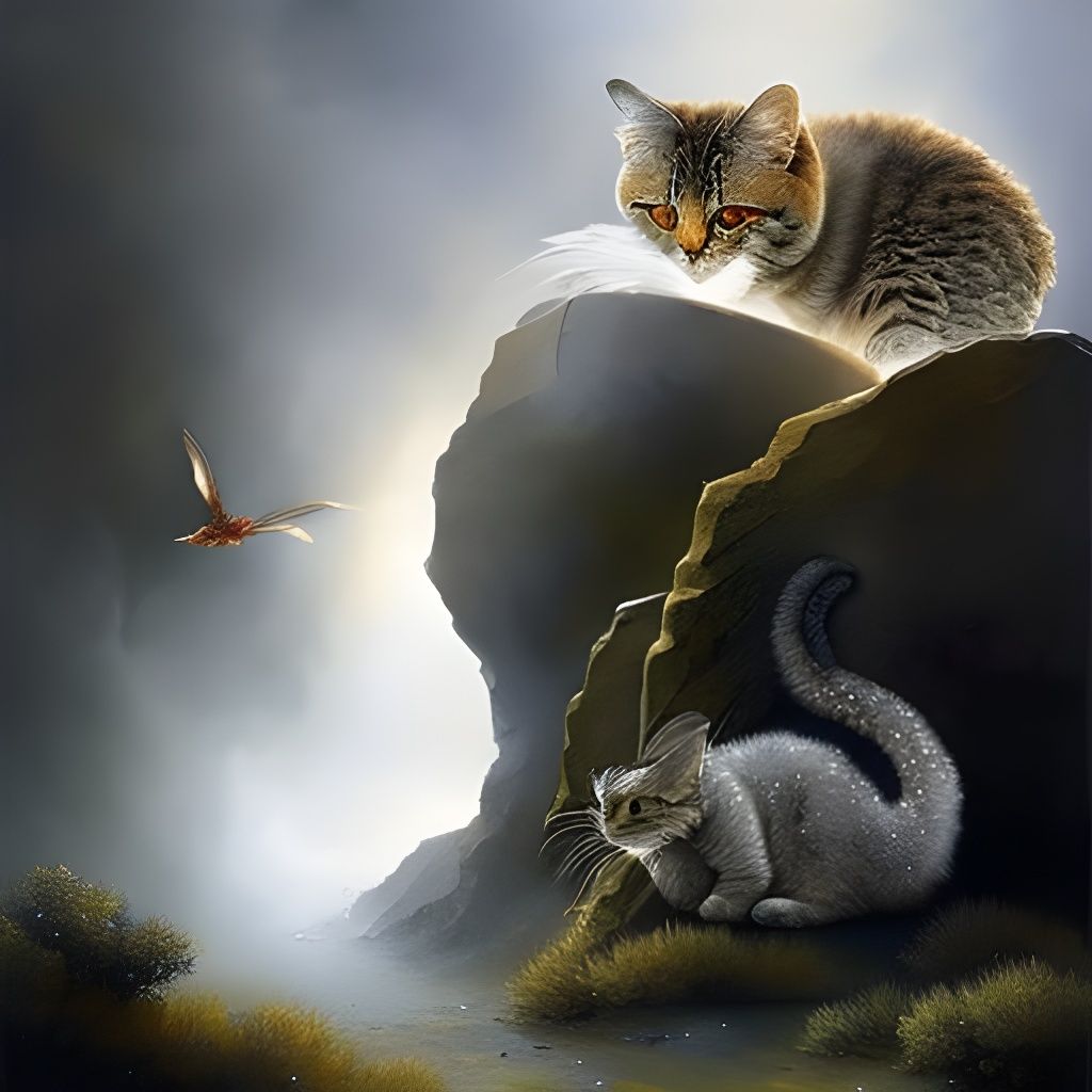 Whimsical Cat Asleep: Watercolor Abstract Art