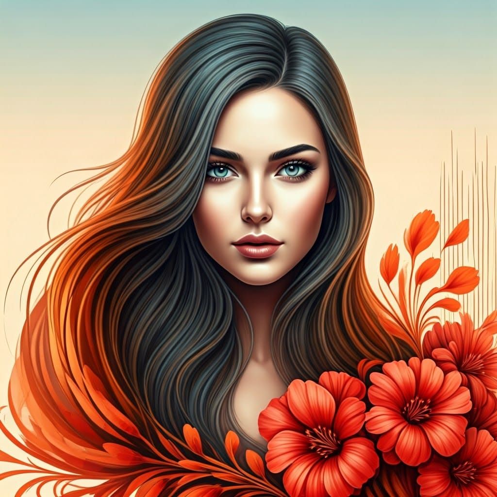 Vibrant Surrealist Portrait with Dripping Technique