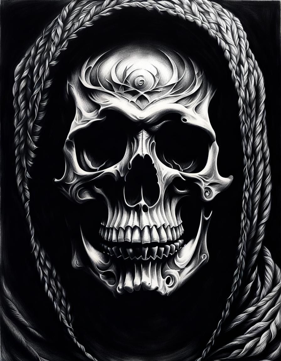 Memento Mori Tattoo: Dark Art in Charcoal Style