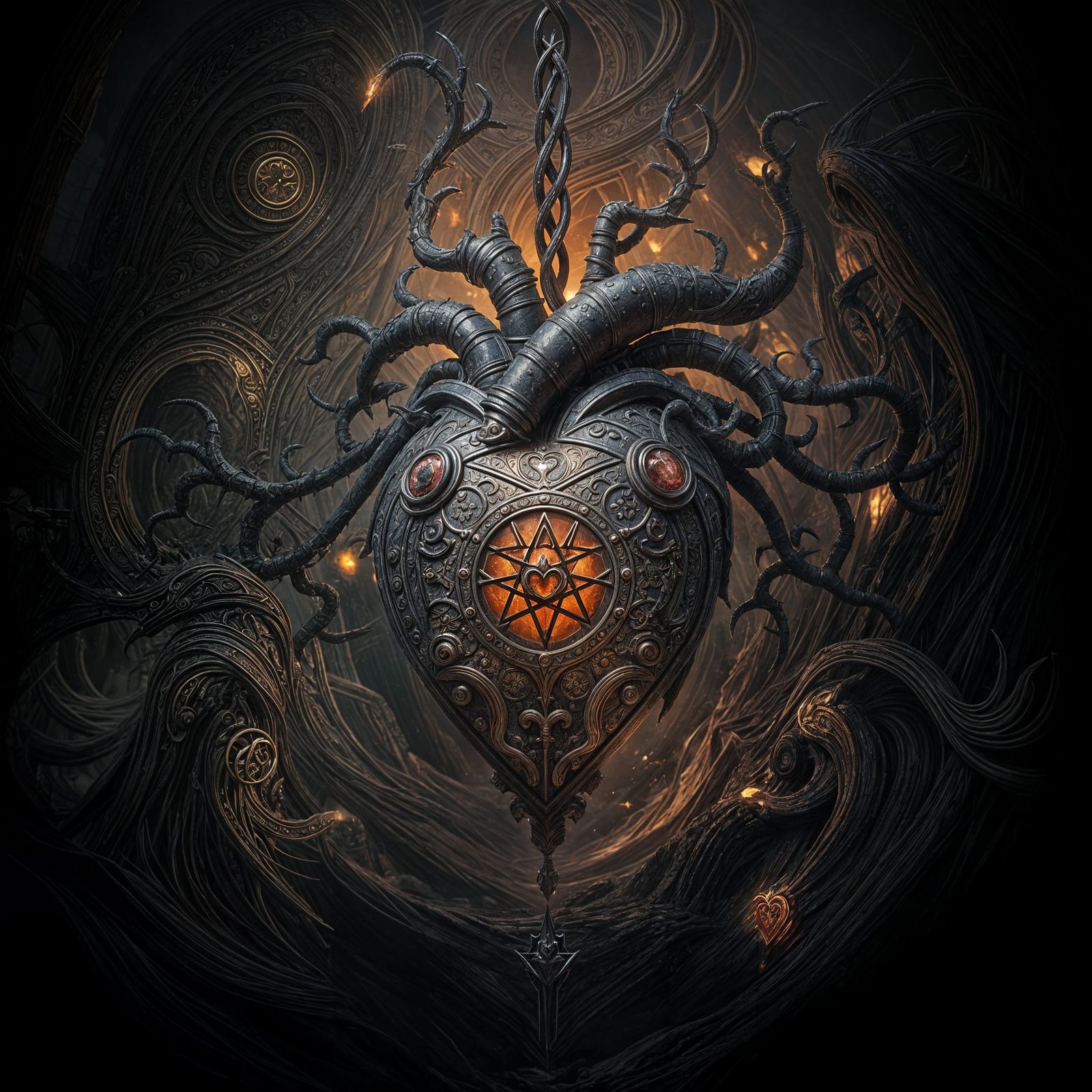 Detailed Judas Heart Fantasy Concept Art