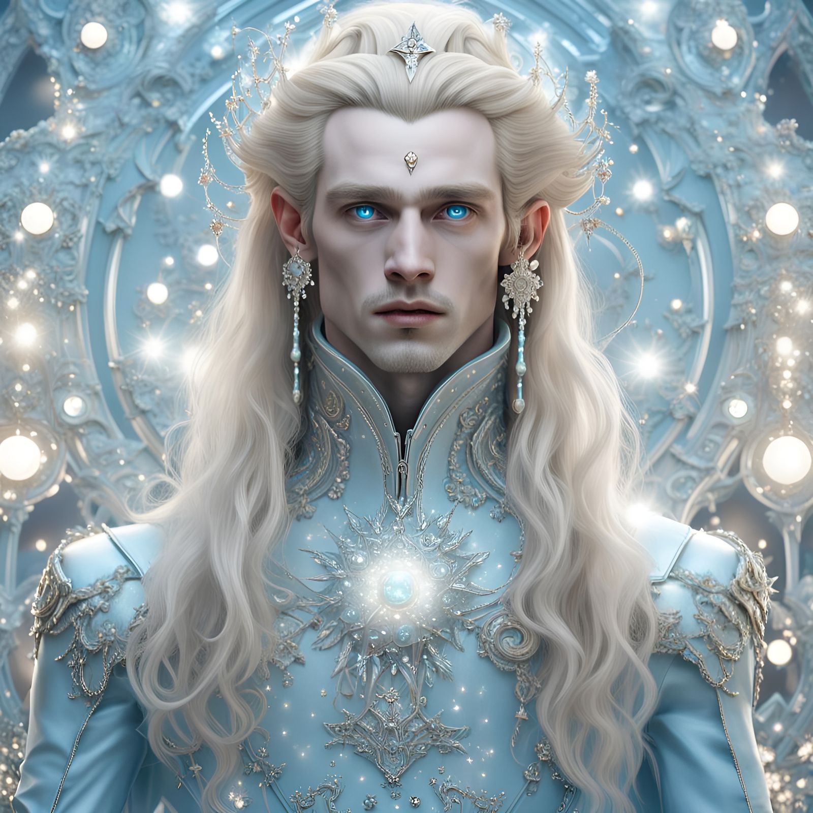 Elegant Alien Man with Rococo Tiara