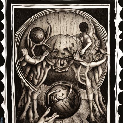 Renaissance Ball in Engraving Horror Style