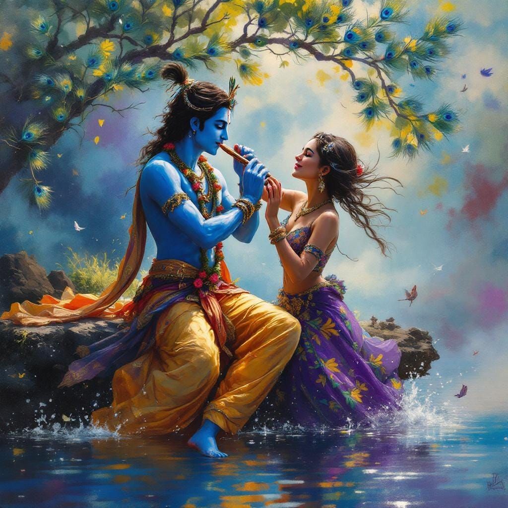 Krishna Plays Flute for Dancing Queer Couple