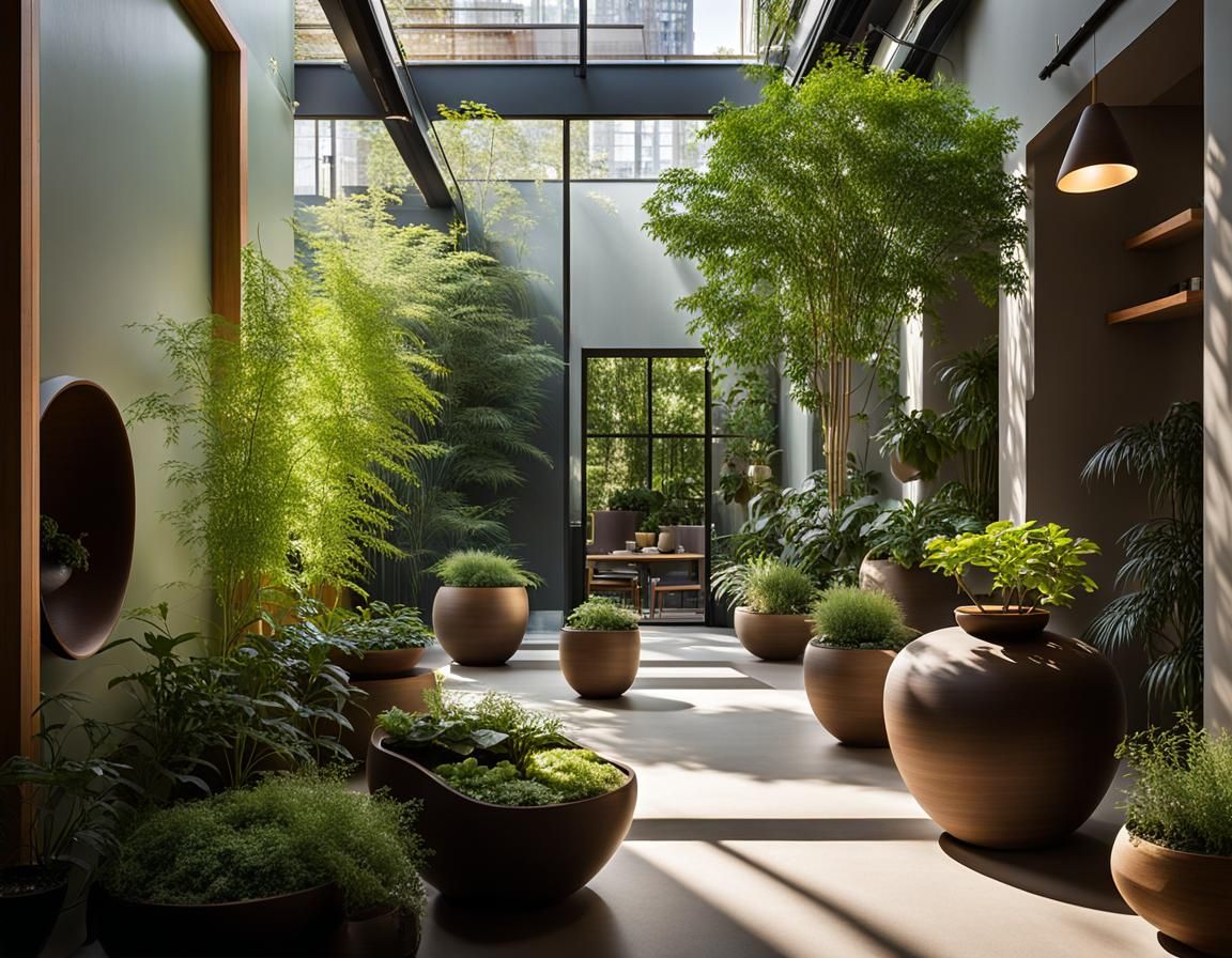 Urban Oasis Pottery Studio in Modern Architectural Style