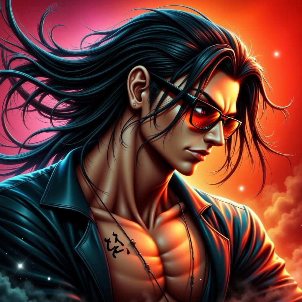 Bishounen Yakuza Man Poses Dramatically in Graphic Novel Sty...