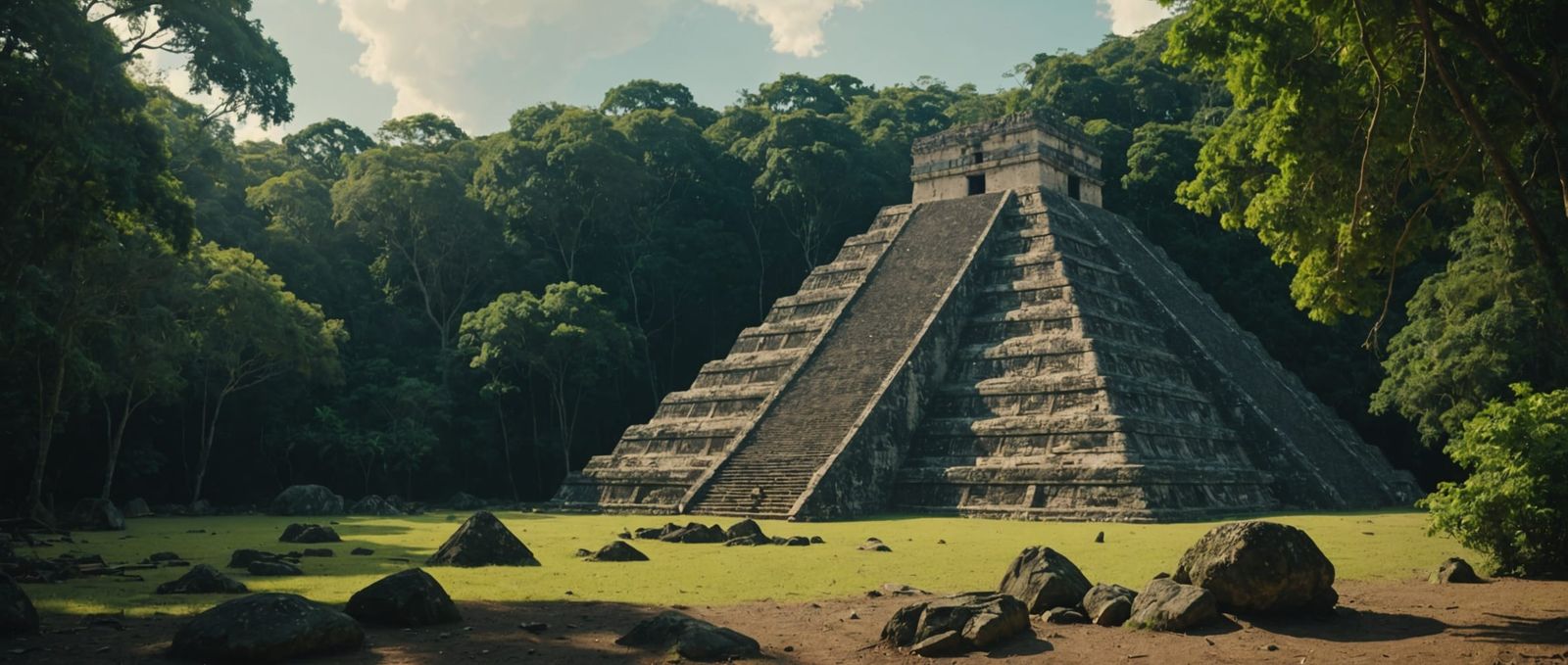 Mayan Pyramid in Ancient Jungle Film Still