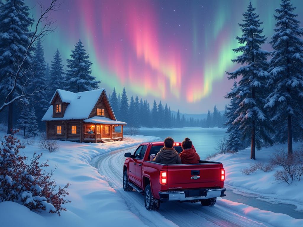 Cozy Cabin Under Northern Lights