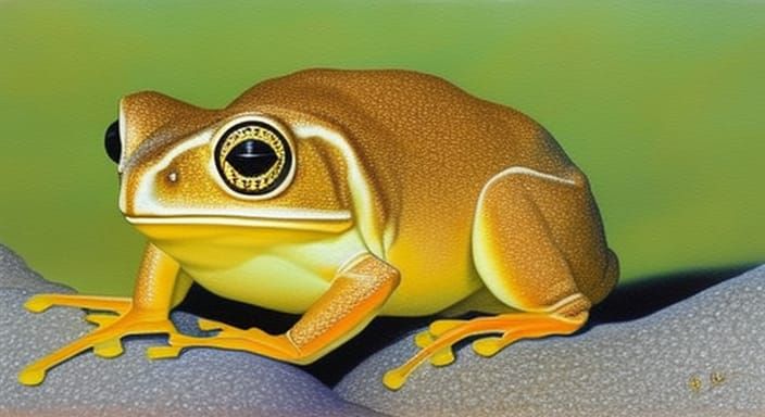 Desert Rain Frog in Ocher Starburst: Colored Pencil Art