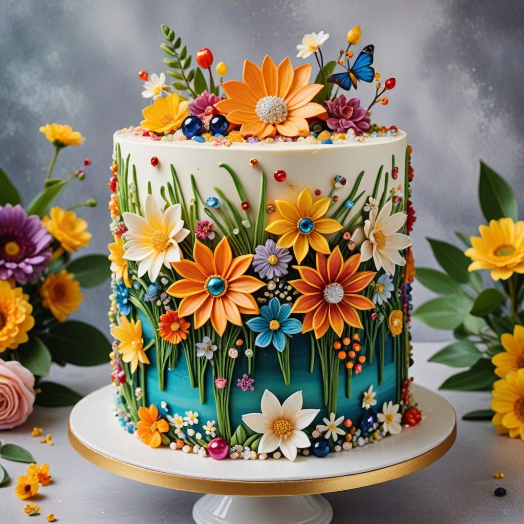 Stunning Nature-Inspired Cake with Jewels and Gems